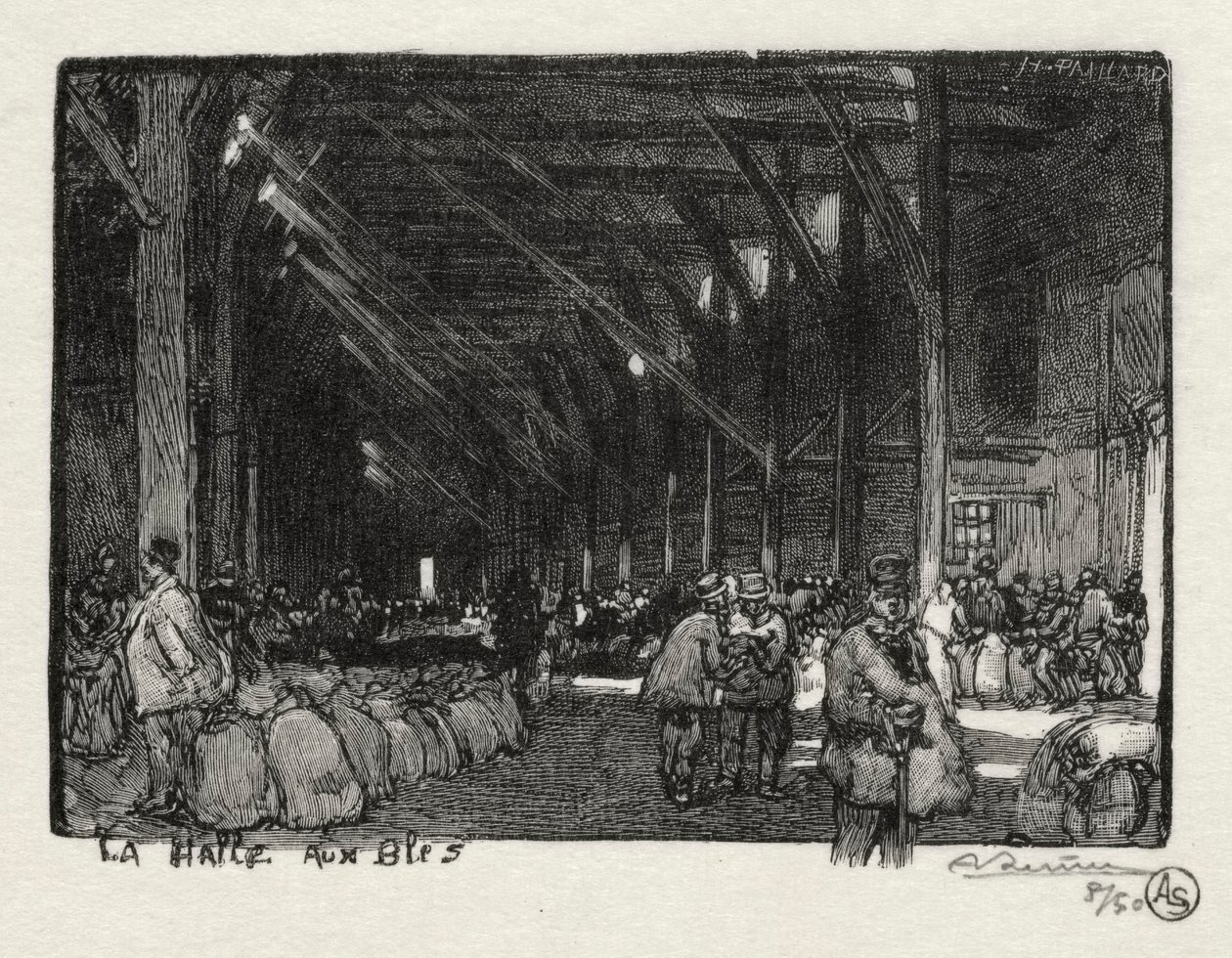 Rouen Illustré: La Halle aux Blés, 1896 door Auguste Louis Lepère