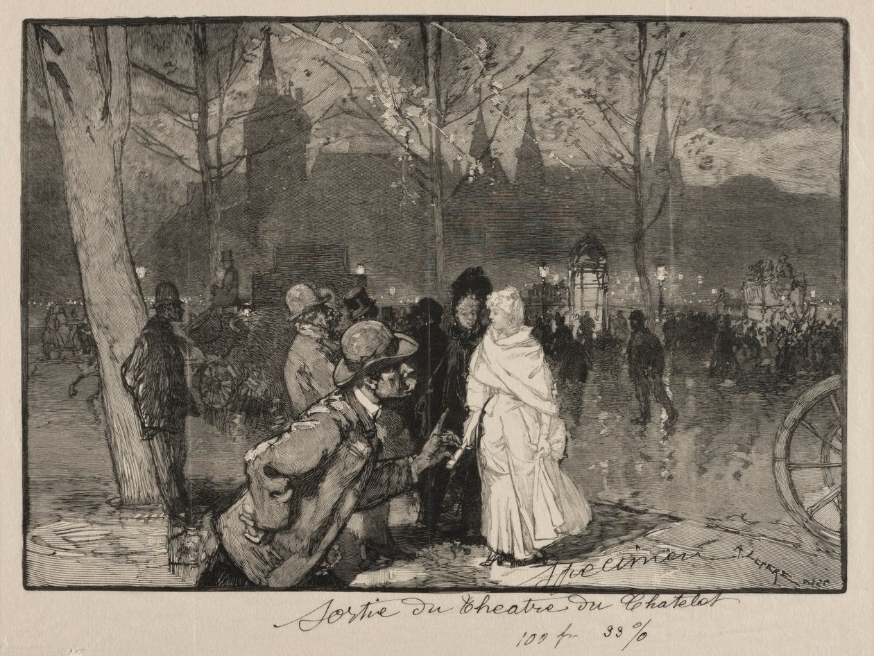 Sortie du Théâtre du Chatelet door Auguste Louis Lepère