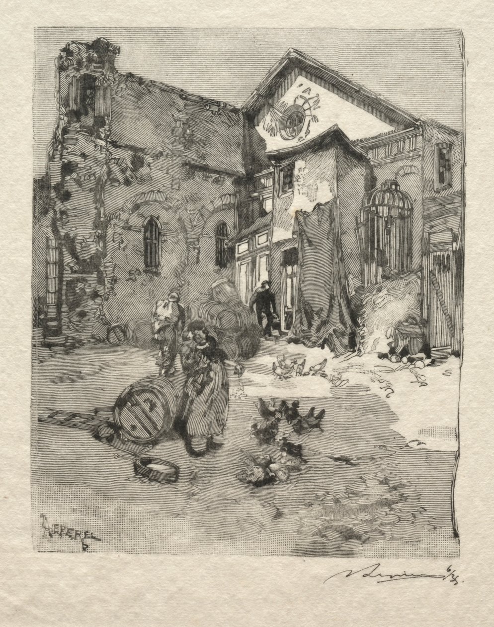St. Julien le Pauvre: Le Portail door Auguste Louis Lepère