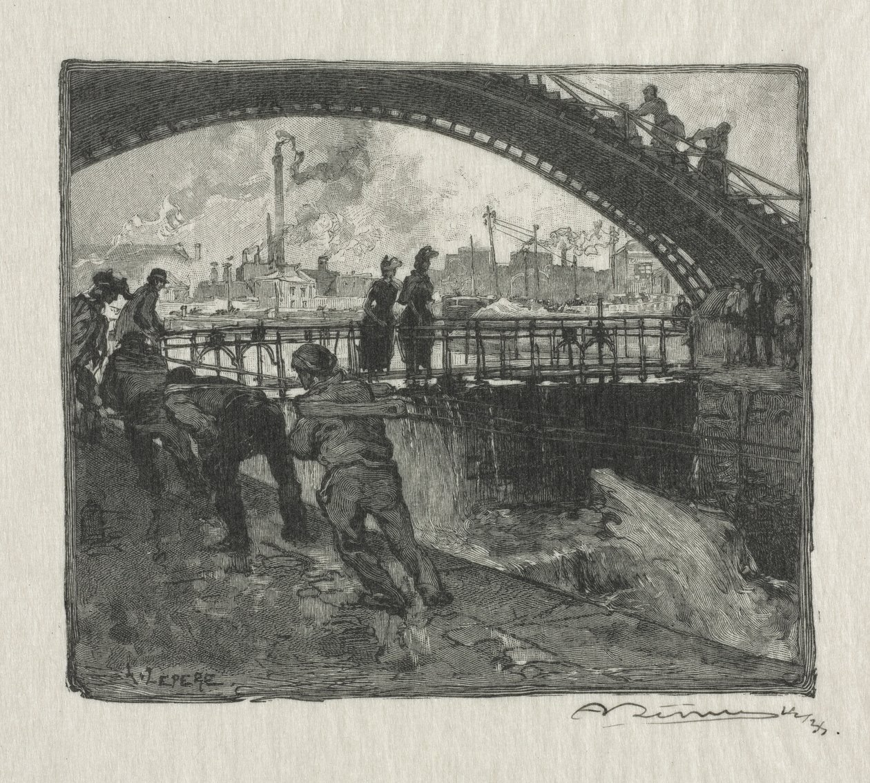 De Sluis van het St. Martin Kanaal, 1890 door Auguste Louis Lepère