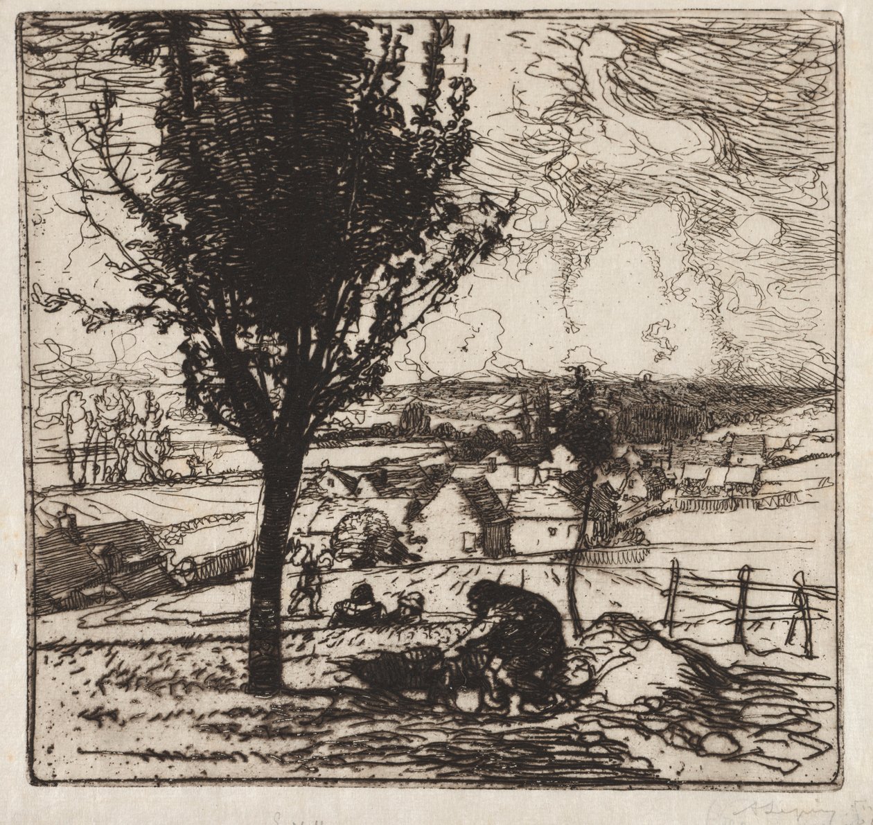 Uitzicht op Jouy-le-Moutier door Auguste Louis Lepère