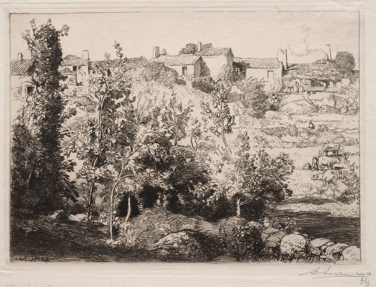 Dorp van Meule, 1907 door Auguste Louis Lepère