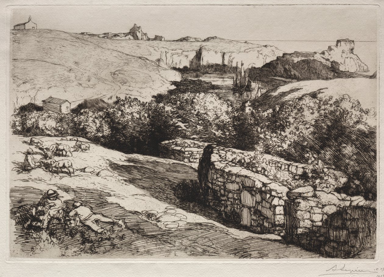 Uitzicht op de haven van La Meule door Auguste Louis Lepère