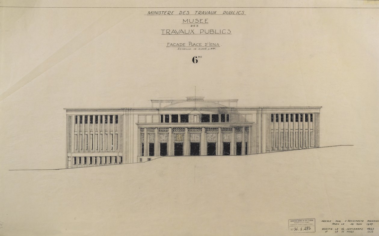 Project voor het Musee des Travaux Publiques, gevel, Place d