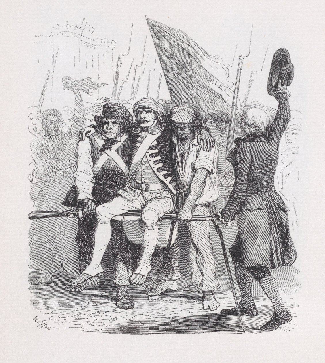 Veertiende juli, uit The Complete Works of Béranger, 1836. Makers: Auguste Raffet, Lacoste, Eugène Guillaumot door Auguste Raffet, Lacoste, Eugène Guillaumot