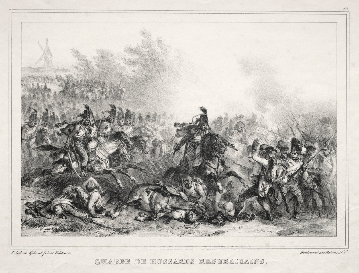 Album voor 1833: Aanval van Republikeinse Huzaren door Auguste Raffet