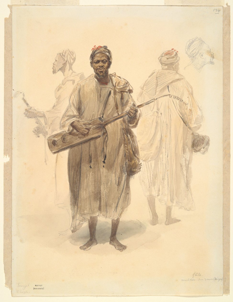 Een Moorse straatmuzikant in Tanger door Auguste Raffet