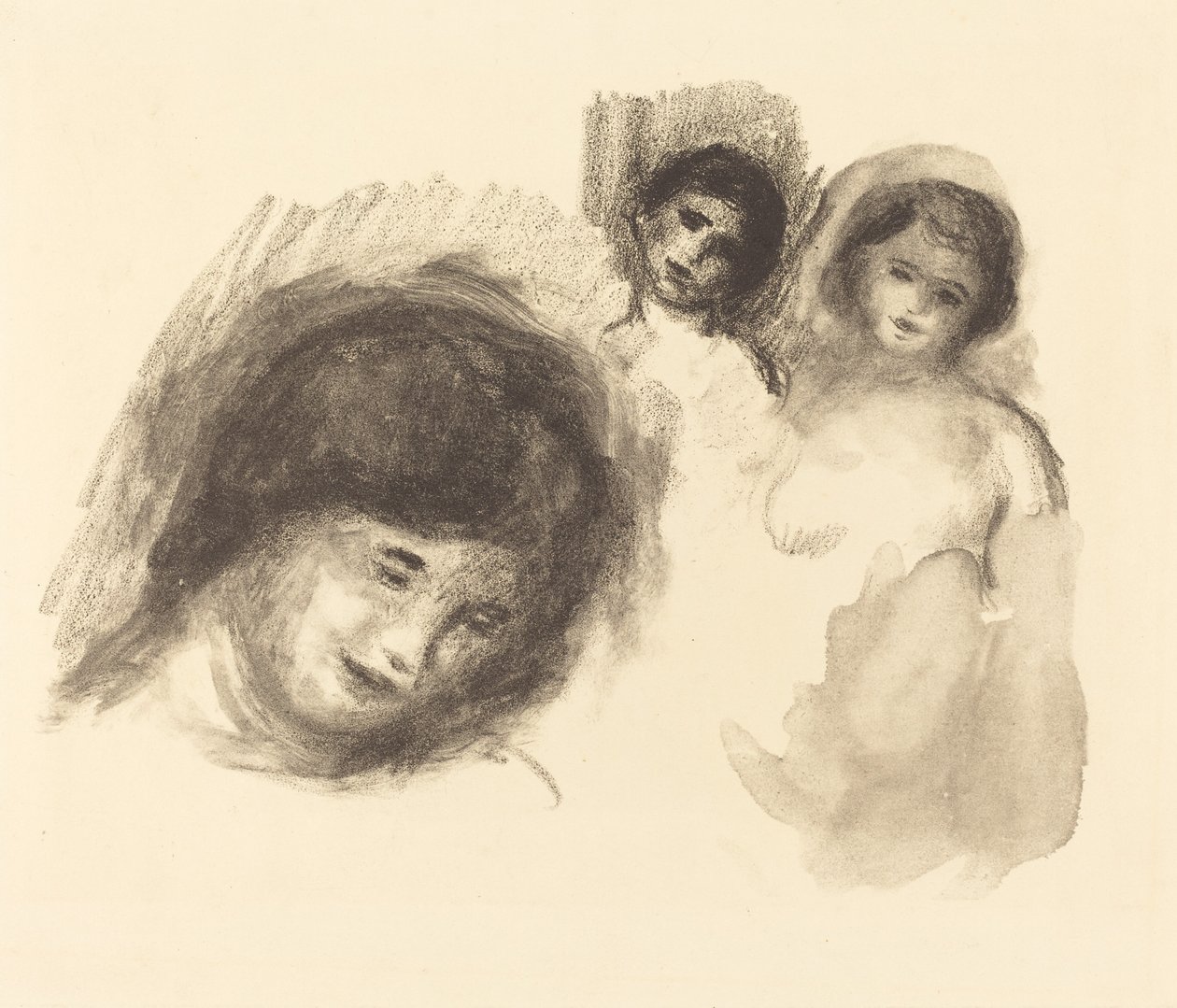 Steen met Drie Schetsen door Auguste Renoir