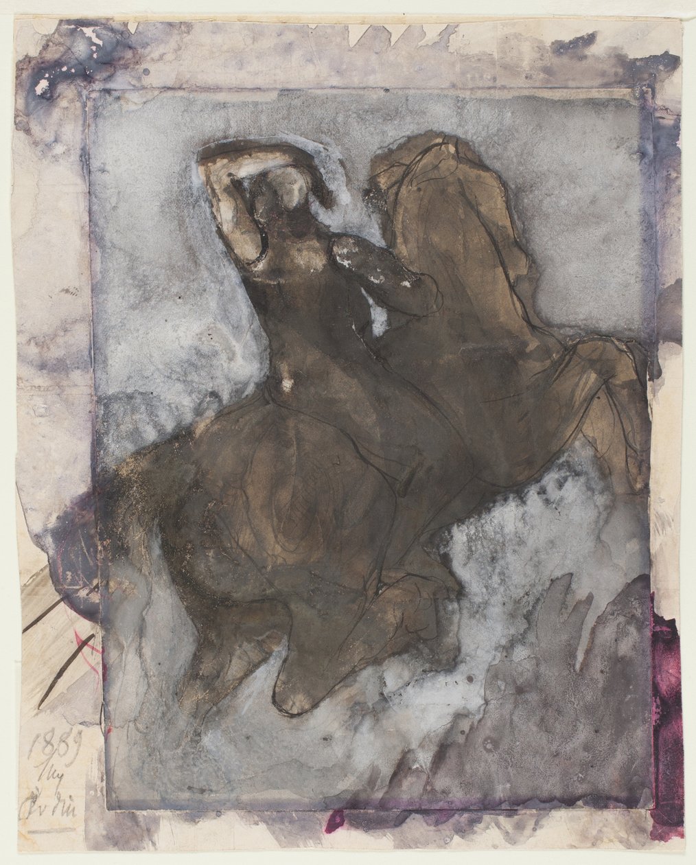 Ruiter (recto); Paard en ruiter (verso) door Auguste Rodin