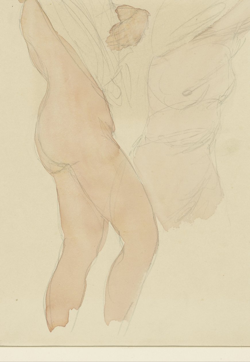 Studieblad met twee vrouwen die hun hemd uittrekken door Auguste Rodin