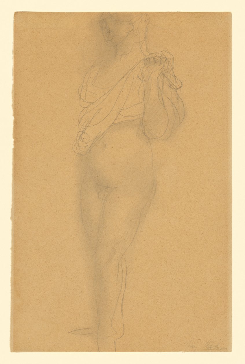 Studie eines Aktes mit Draperie door Auguste Rodin