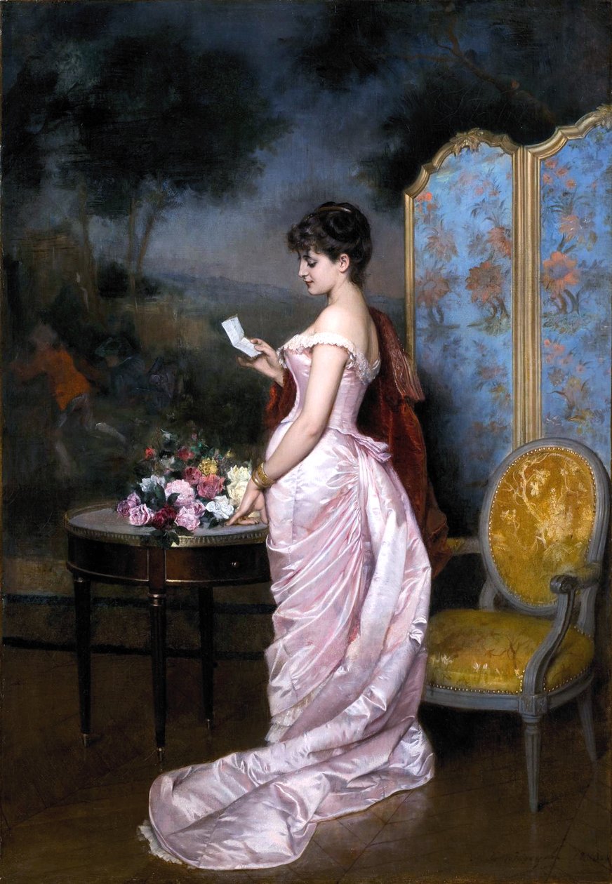 "De liefdesbrief" door Auguste Toulmouche door Auguste Toulmouche