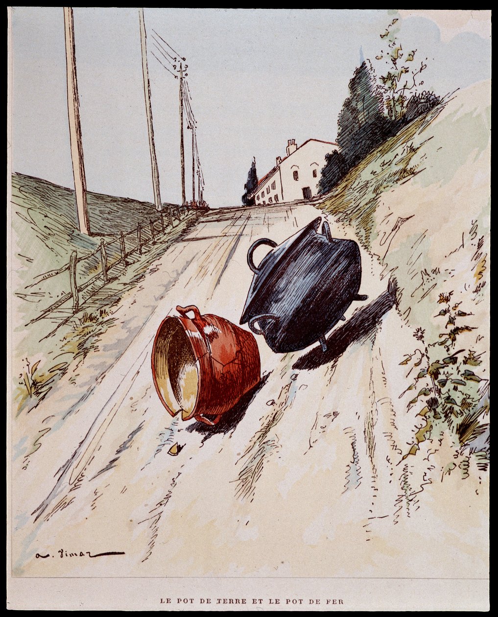 Le pot de terre et le pot de fer - in Les Fables de La Fontaine, ill. door Auguste Vimar, Tours, bij A, Mame & Fils door Auguste Vimar