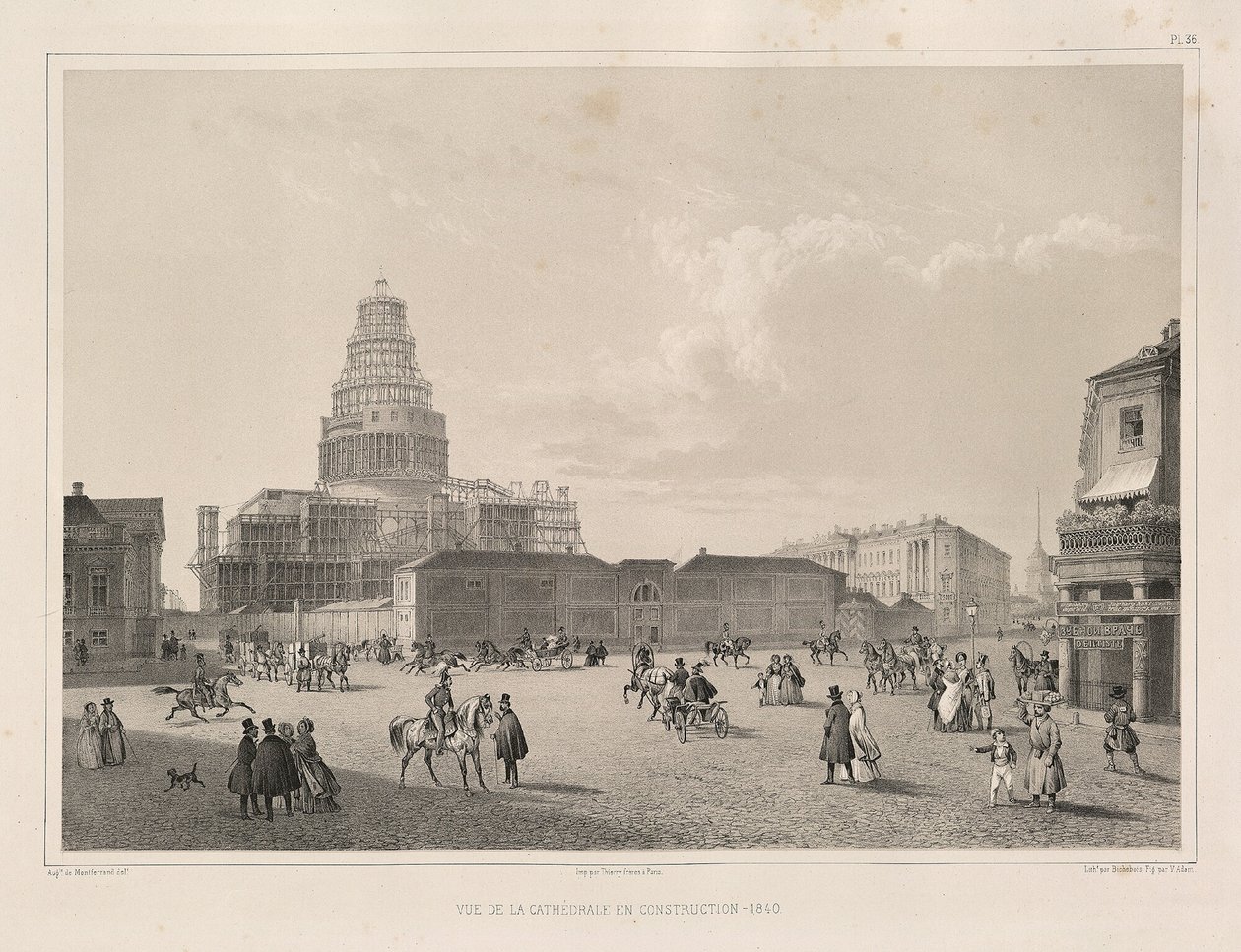 Bouwwerk in 1838 Uit: De Bouw van de Sint-Isaac Kathedraal door Auguste de Montferrand