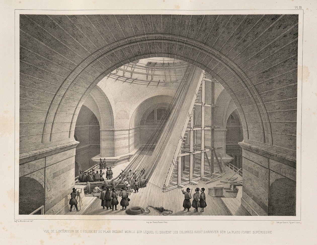 Binnenaanzicht van de Kathedraal en een helling Uit: De Bouw van de Sint-Isaac Kathedraal, 1845 door Auguste de Montferrand