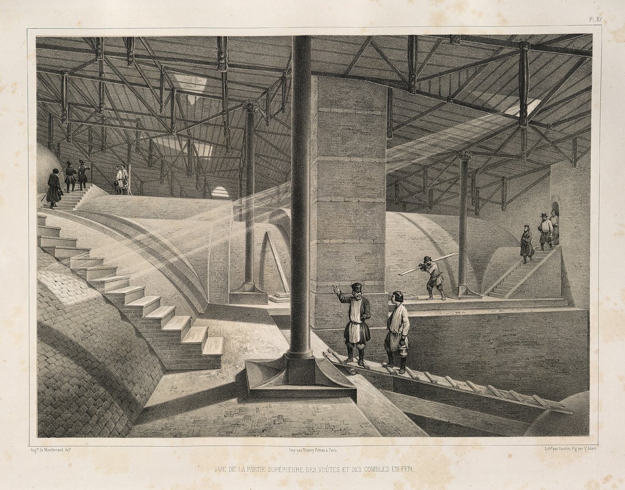 Deel van de boog en een metalen dak Uit: De bouw van de Sint-Isaacskathedraal, 1845 door Auguste de Montferrand