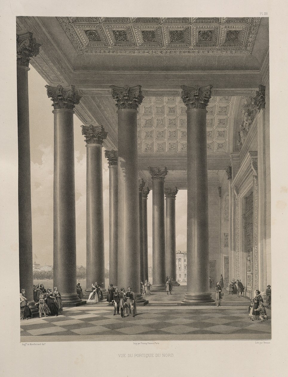 Het noordportaal van de Sint-Isaacskathedraal Uit: De Bouw van de Sint-Isaacskathedraal, 1845 door Auguste de Montferrand