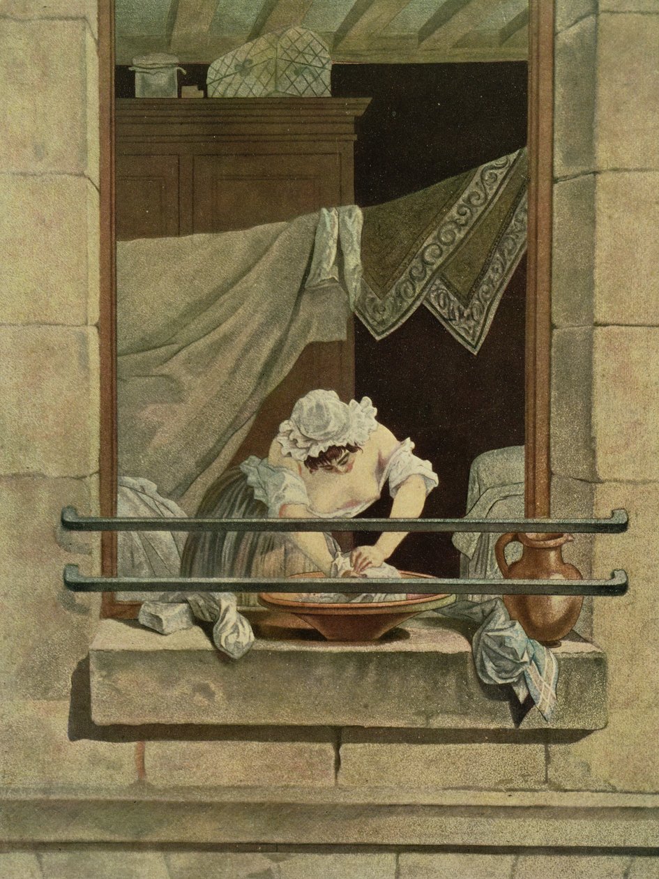 De wasvrouw, gegraveerd door J. Laurent Julien en Jean-Baptiste Morret door Augustin de Saint Aubin