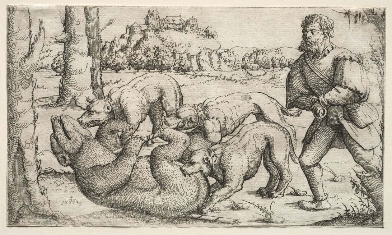 Een Berenjacht door Augustin Hirschvogel