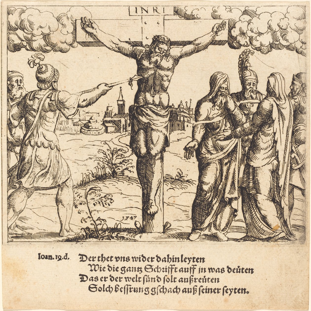 Christus wordt met de Lans Doorboord door Augustin Hirschvogel