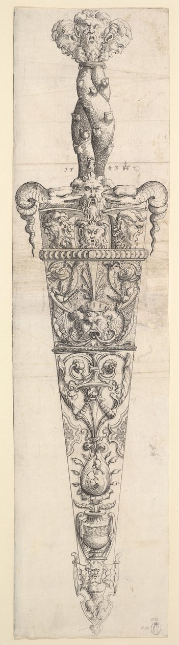 Ontwerp voor een dolk en schede, 1543 door Augustin Hirschvogel