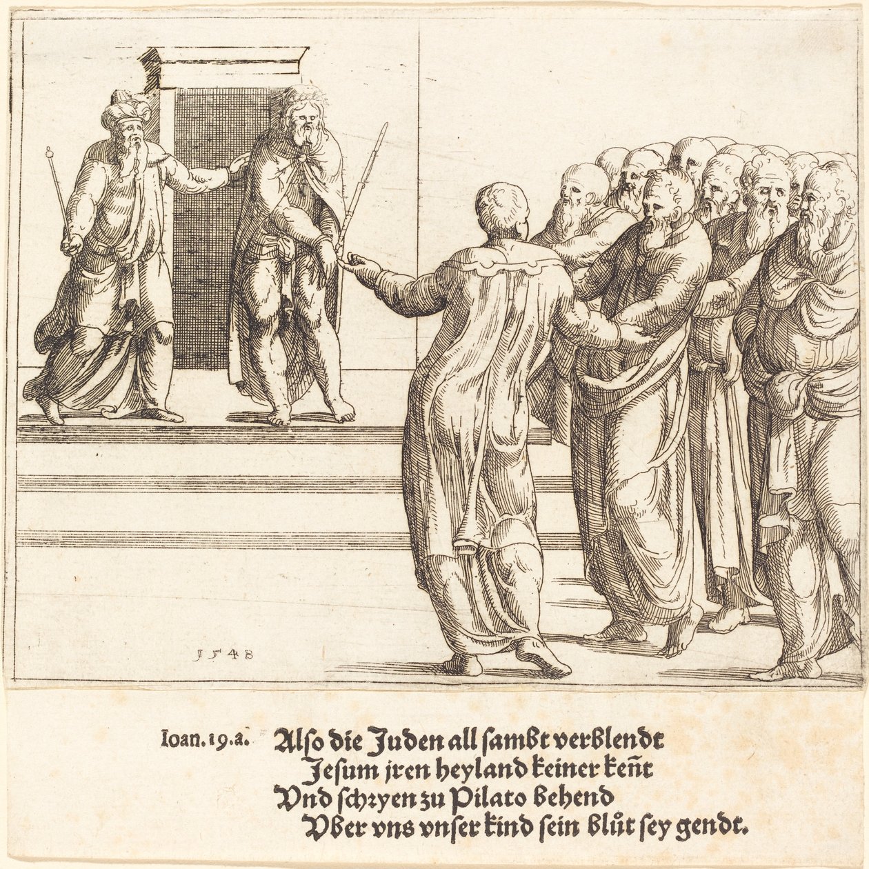 Ecce Homo, en de Joden Ontkennen Christus, 1548 door Augustin Hirschvogel