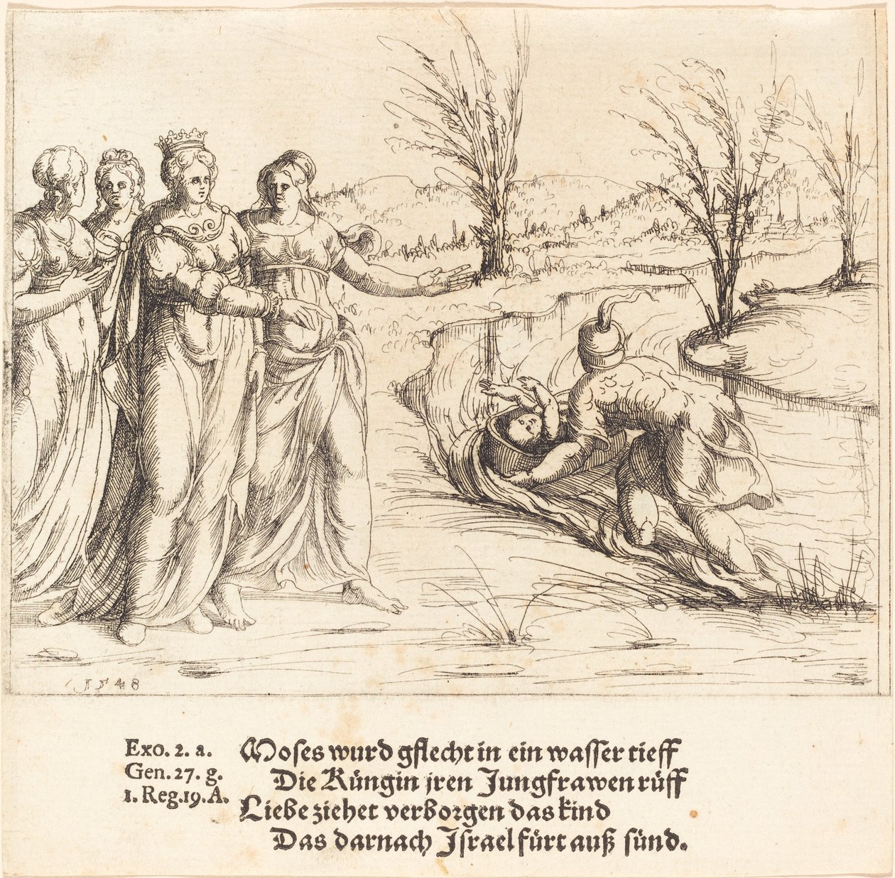 De vondst van Mozes door Augustin Hirschvogel