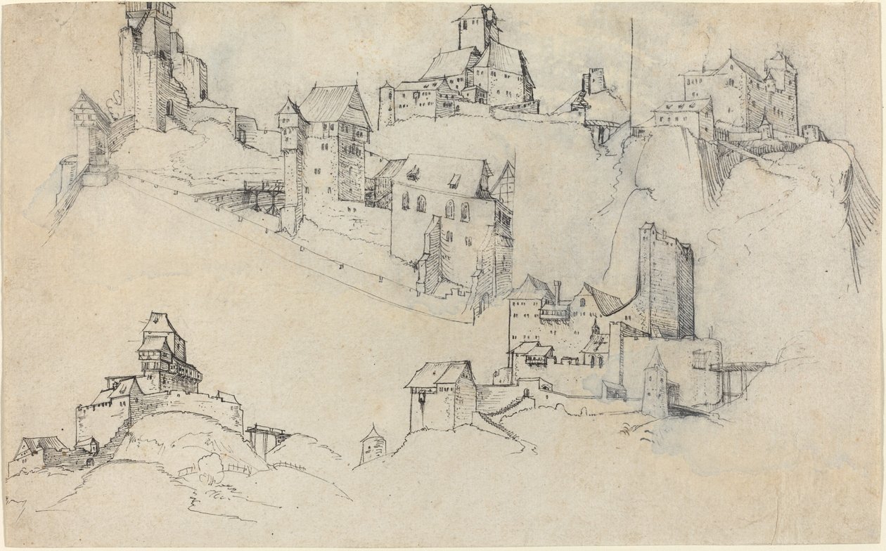 Kastelen op de heuveltop, ca. 1546 door Augustin Hirschvogel