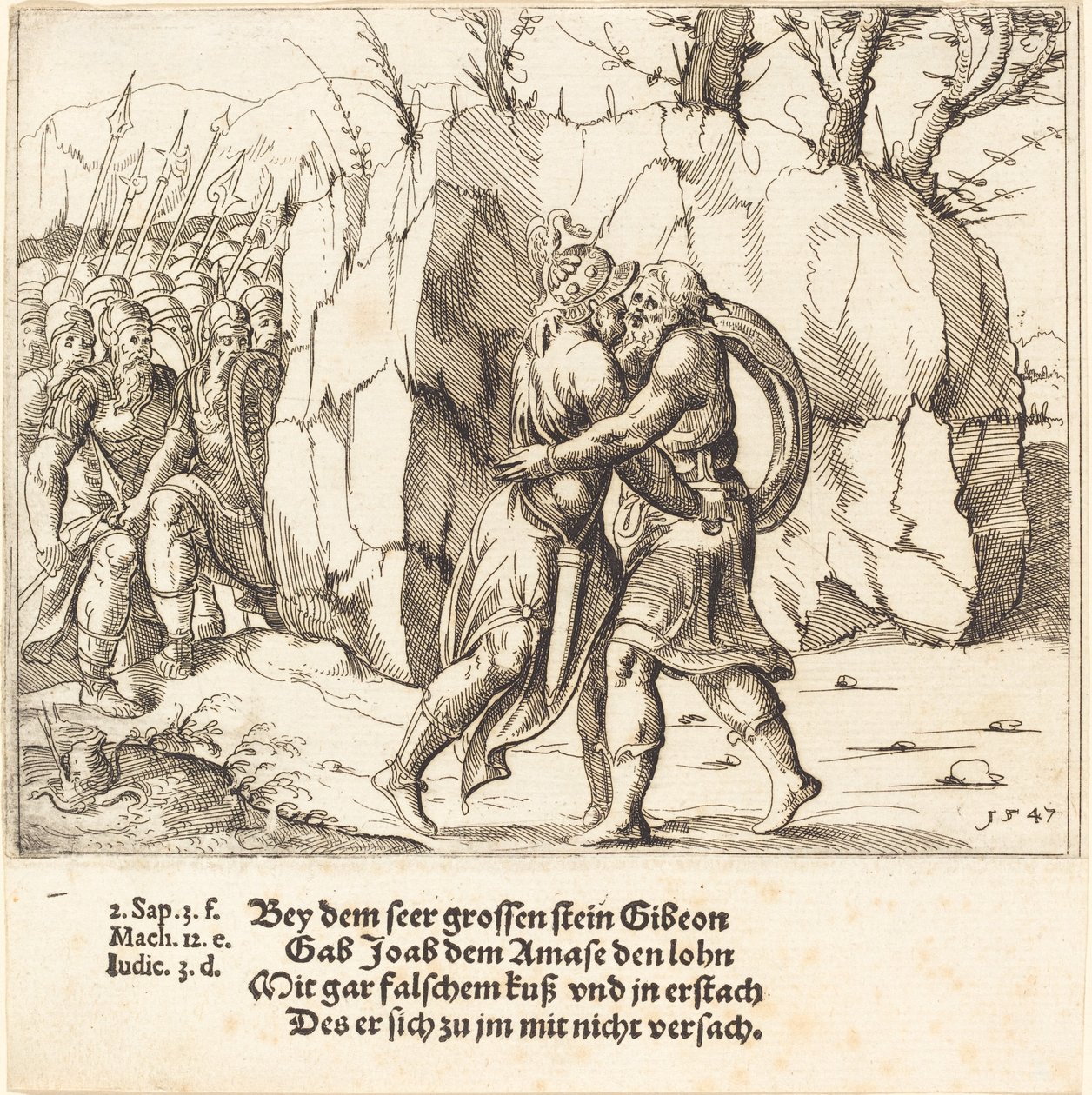 Joab verraadt Abner, 1547 door Augustin Hirschvogel