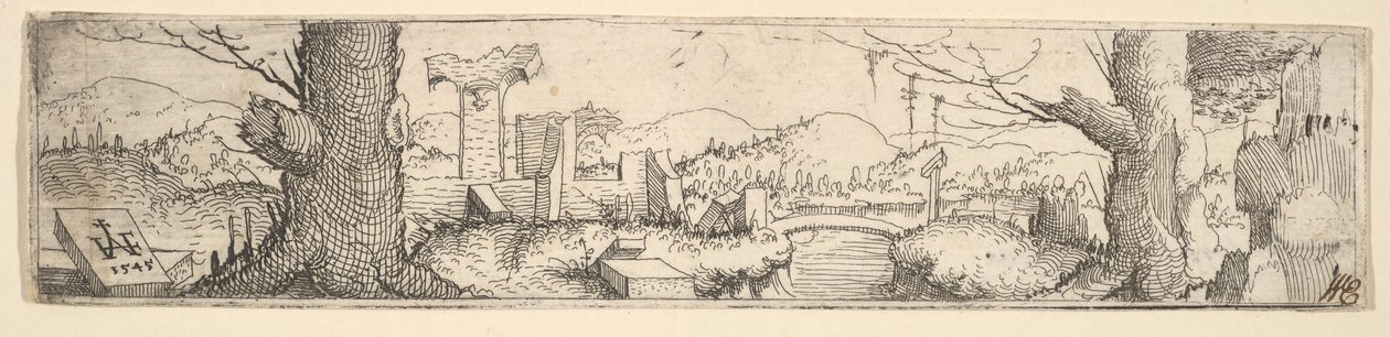 Landschap, 1545 door Augustin Hirschvogel