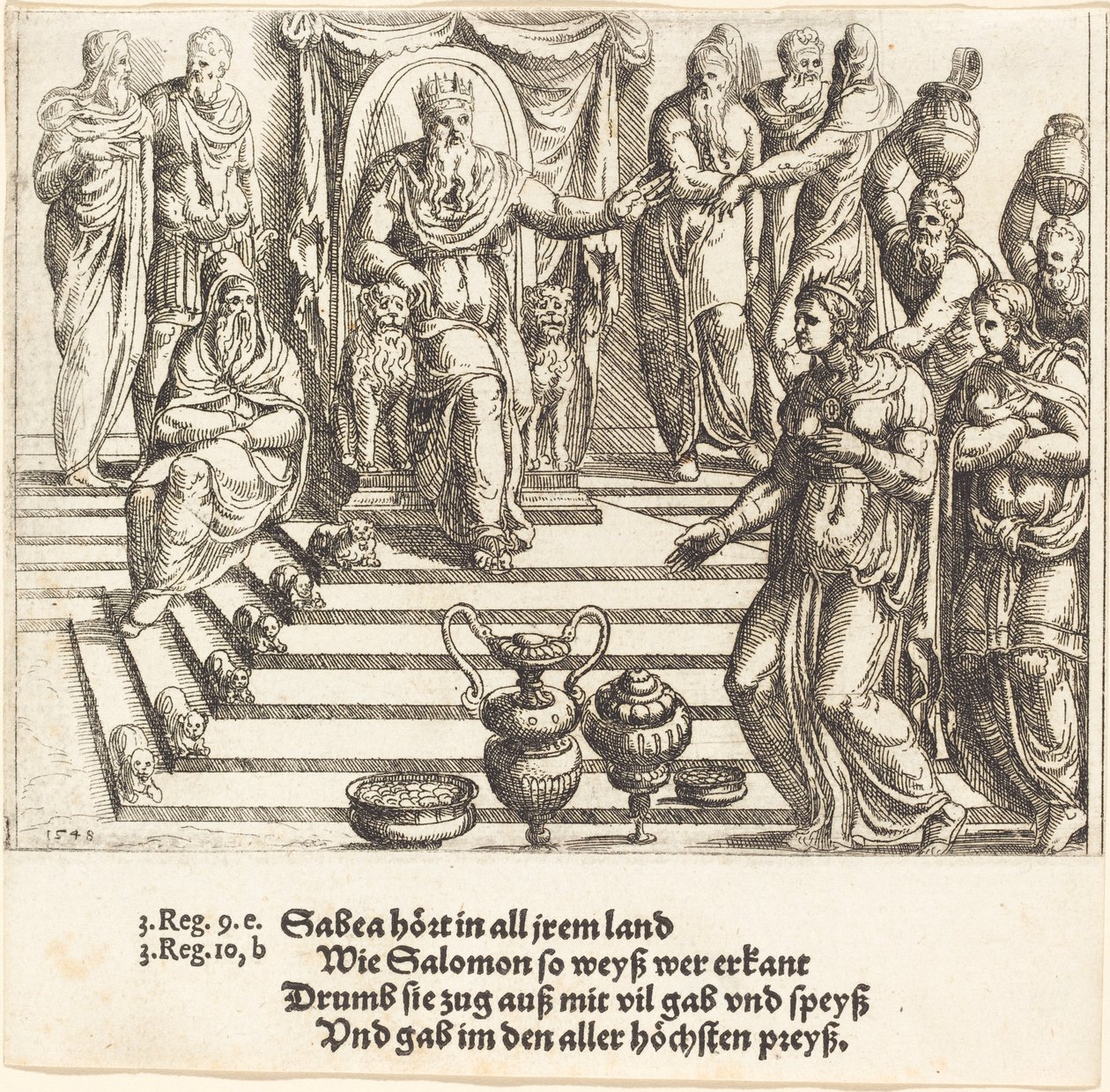 Bezoek van de koningin van Sheba aan Salomo door Augustin Hirschvogel