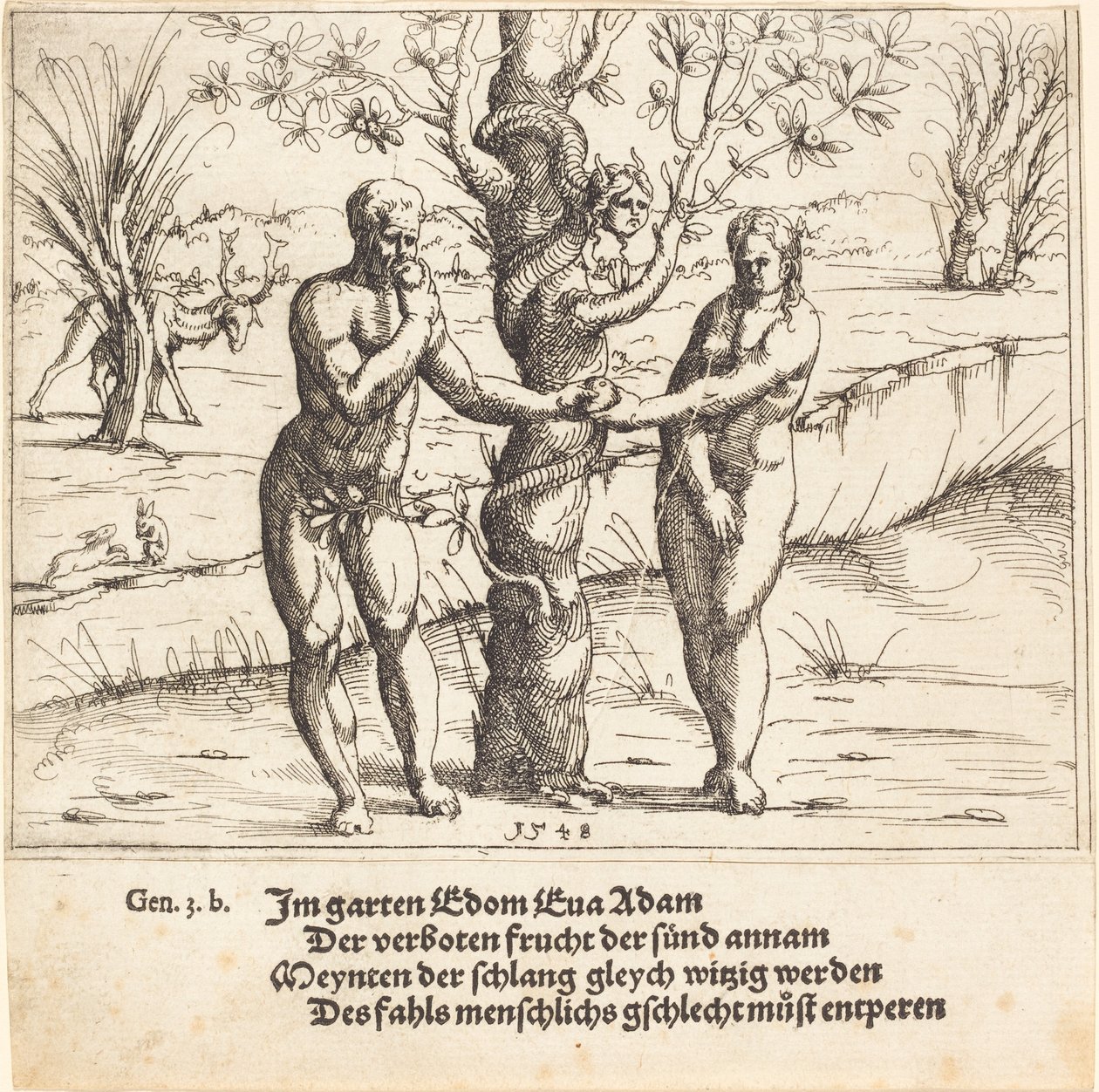 De val van de mens, 1548 door Augustin Hirschvogel