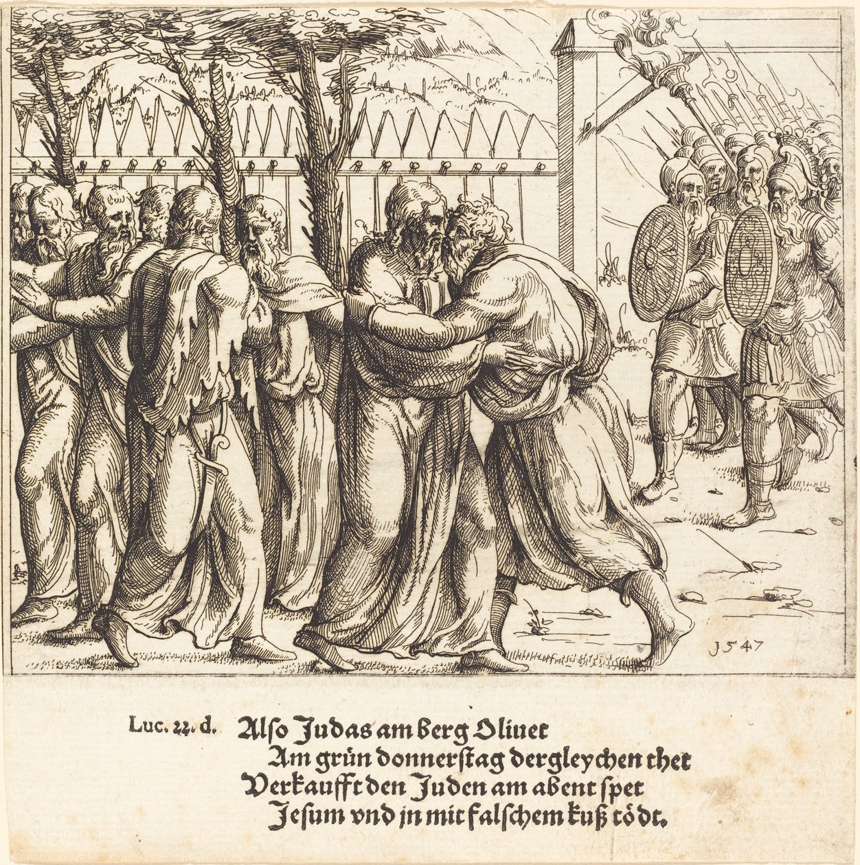 De Kus van Judas door Augustin Hirschvogel