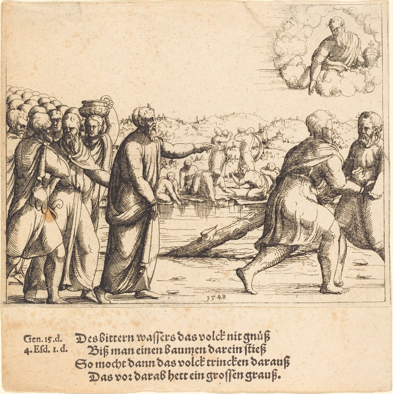 De Heer zoet de wateren van Mara, 1548 door Augustin Hirschvogel