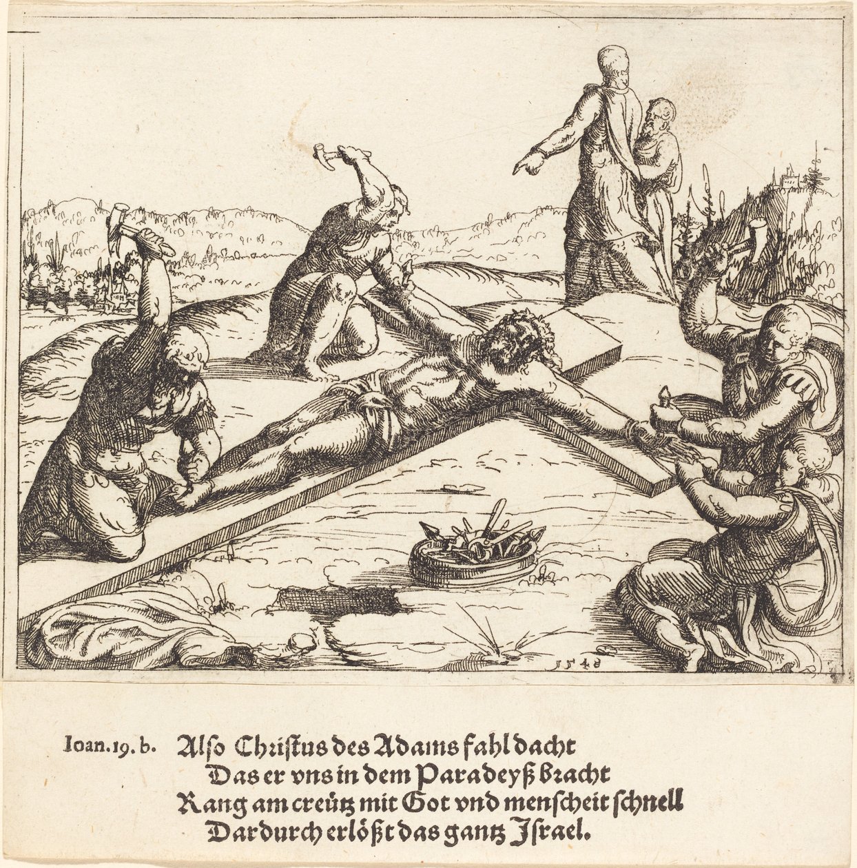 De Kruisiging, 1548 door Augustin Hirschvogel