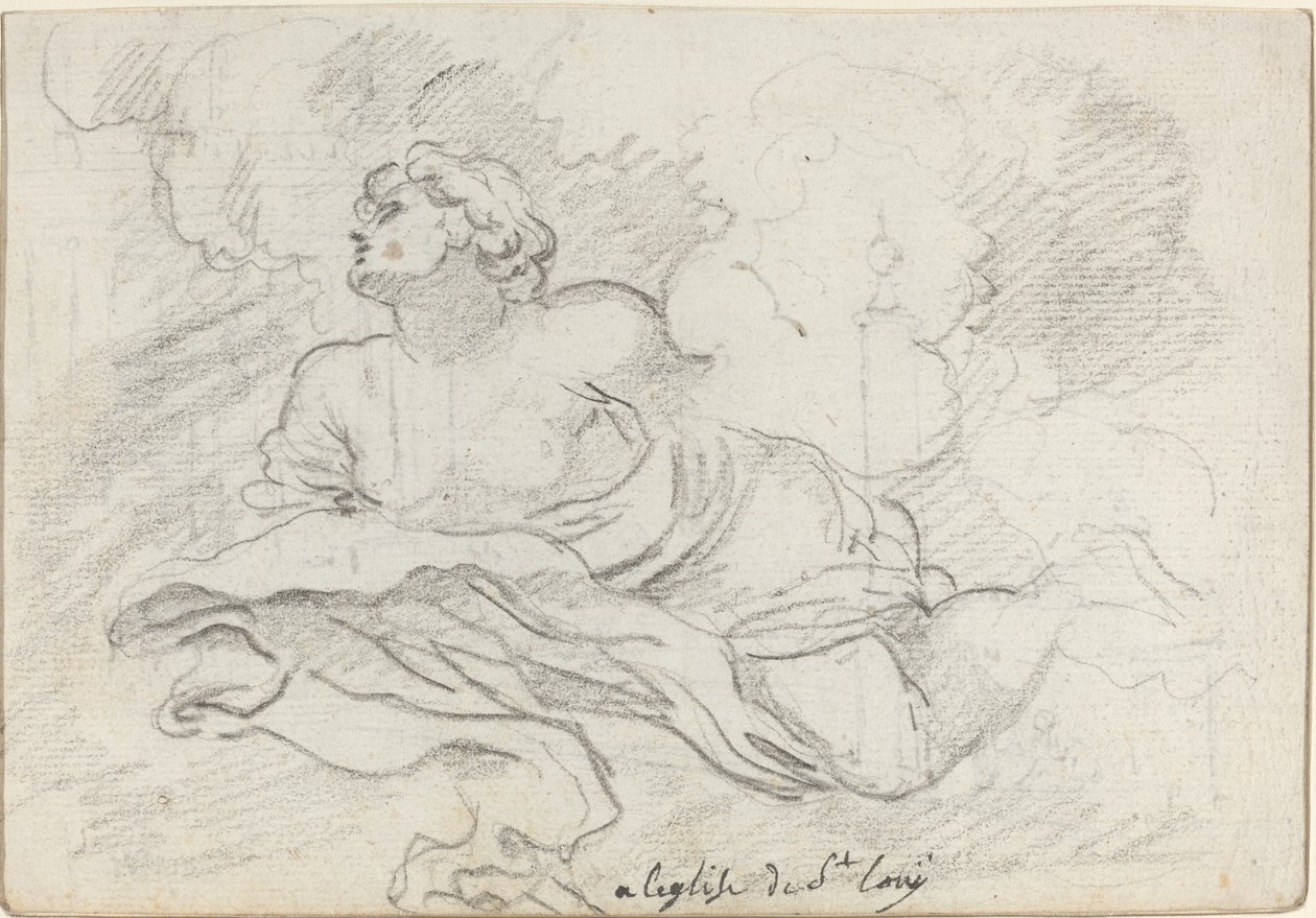 Engel van de Hemelvaart [recto] door Augustin Pajou after Charles Mellin