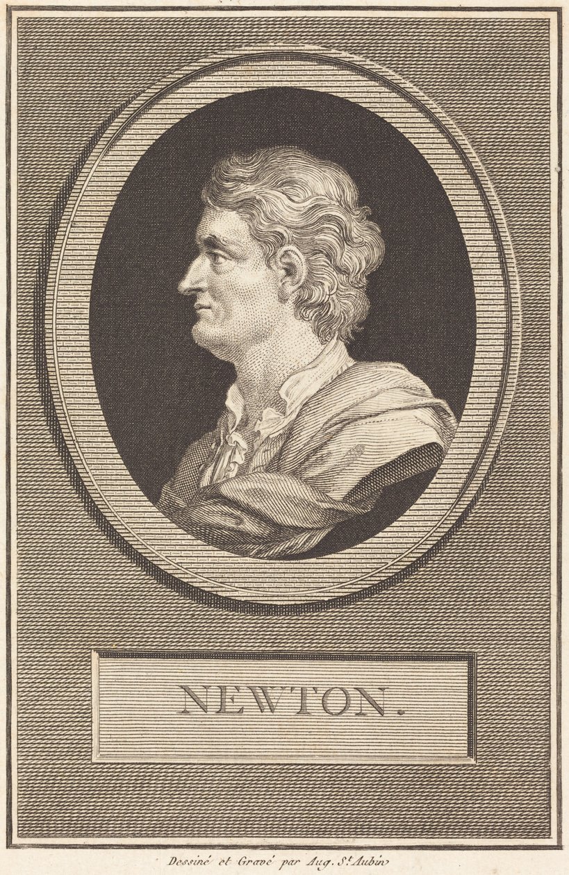 Isaac Newton door Augustin de Saint-Aubin