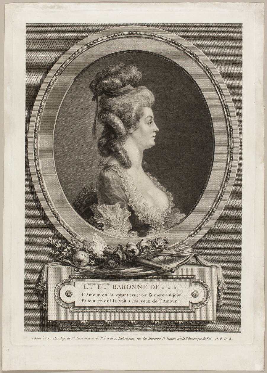 Louise Émilie, barones van *** Frankrijk door Augustin de Saint-Aubin