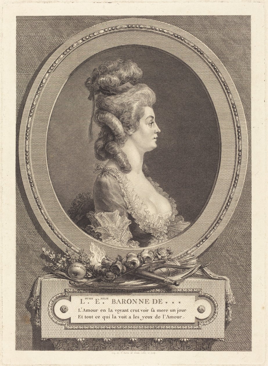 Louise Emilie, barones van *** door Augustin de Saint-Aubin