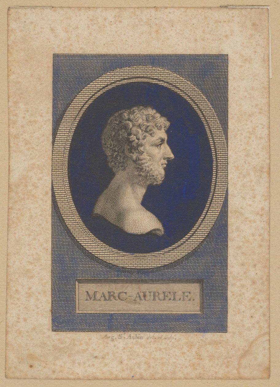 Marcus Aurelius Antoninus, Romeins keizer van 161-180, schrijver en filosoof (Marcus Aurelius Antoninus, Marcus Annius Aurelius Verus, 121 Rome - 180 Vindobona) door Augustin de Saint-Aubin