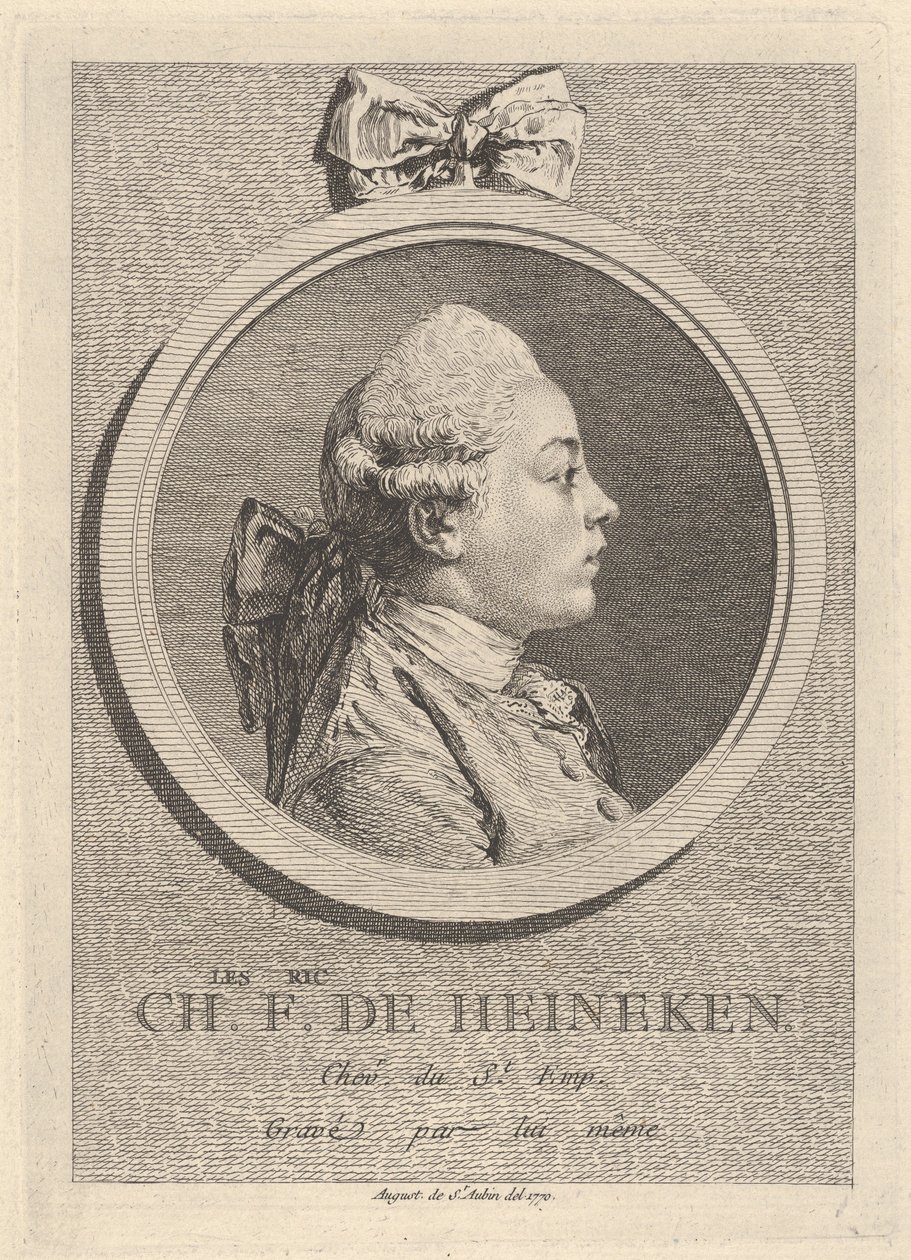 Portret van Charles-Frédéric de Heinecken door Augustin de Saint-Aubin