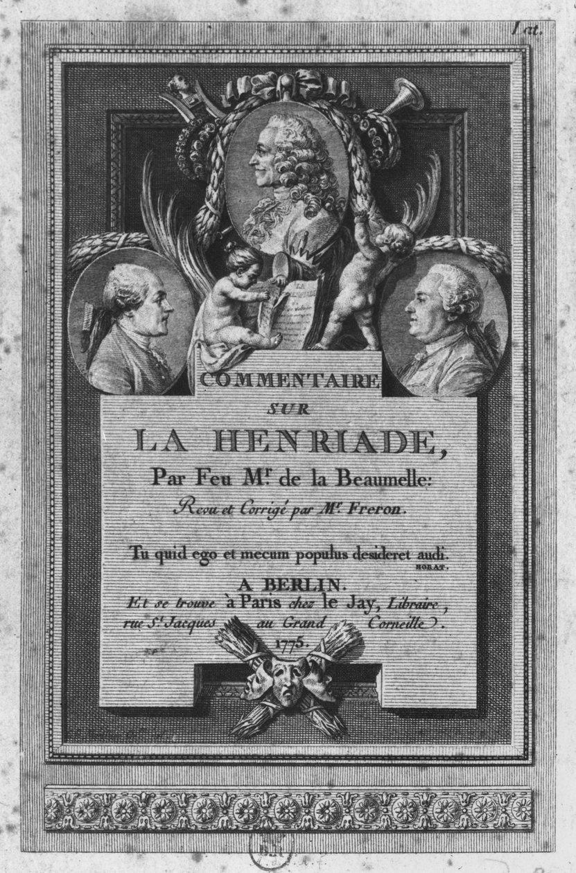 Frontispice van het commentaar door de la Beaumelle van 
