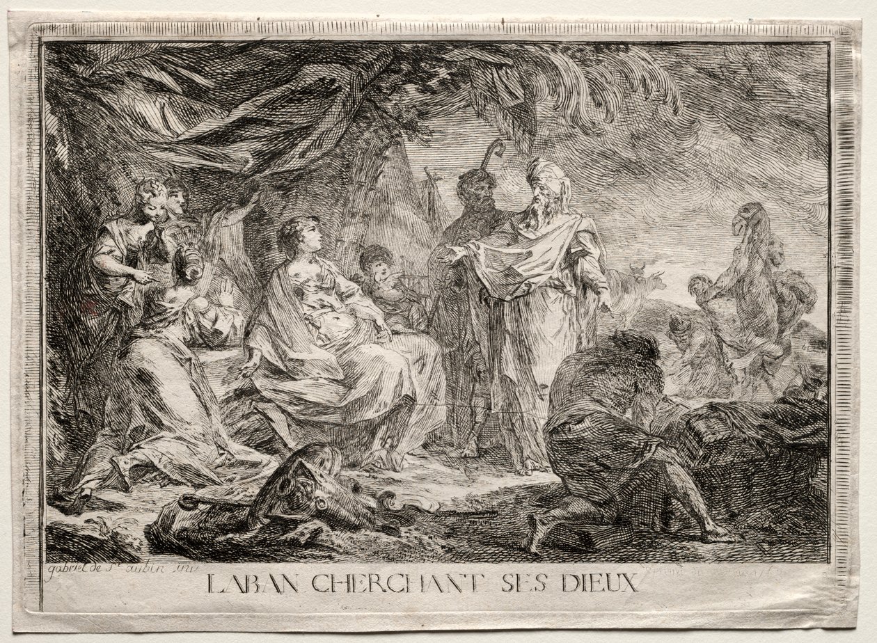 Laban op Zoek naar Zijn Huishoudgoden door Augustin de Saint Aubin