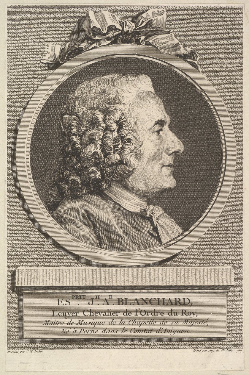 Portret van Esprit-Joseph-Antoine Blanchard, 1767 door Augustin de Saint Aubin