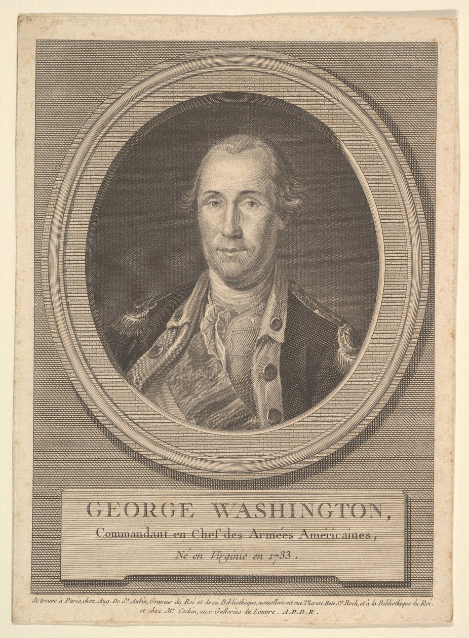 Portret van George Washington, augustus 1836 door Augustin de Saint Aubin