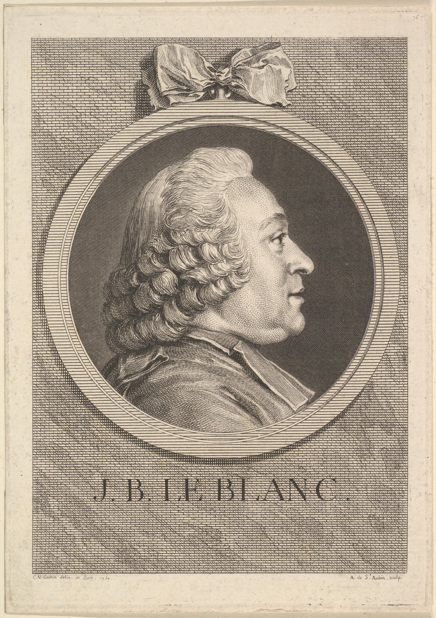 Portret van Jean-Baptiste Le Blanc door Augustin de Saint Aubin