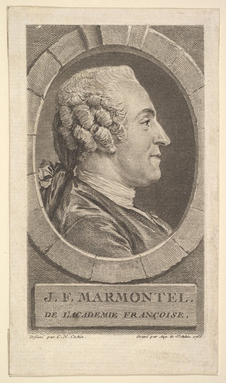 Portret van Jean-Francoise Marmontel, 1765 door Augustin de Saint Aubin