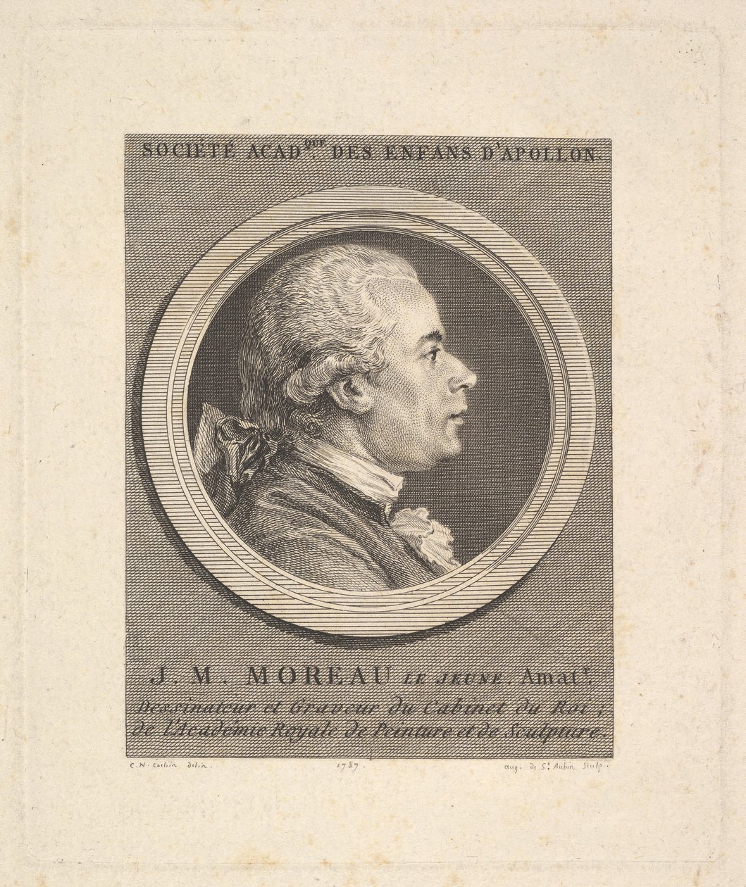 Portret van Jean-Michel Moreau, 1787 door Augustin de Saint Aubin