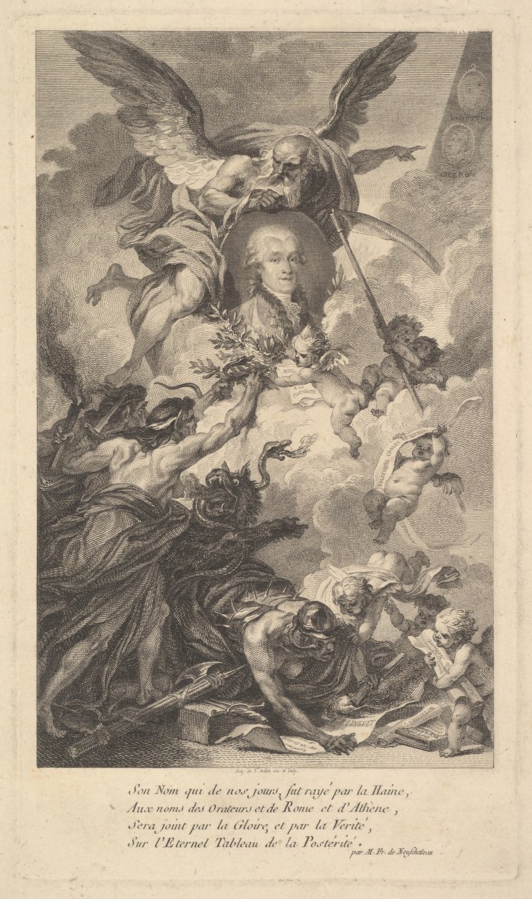 Portret van Simon-Nicolas-Henri Linguet door Augustin de Saint Aubin