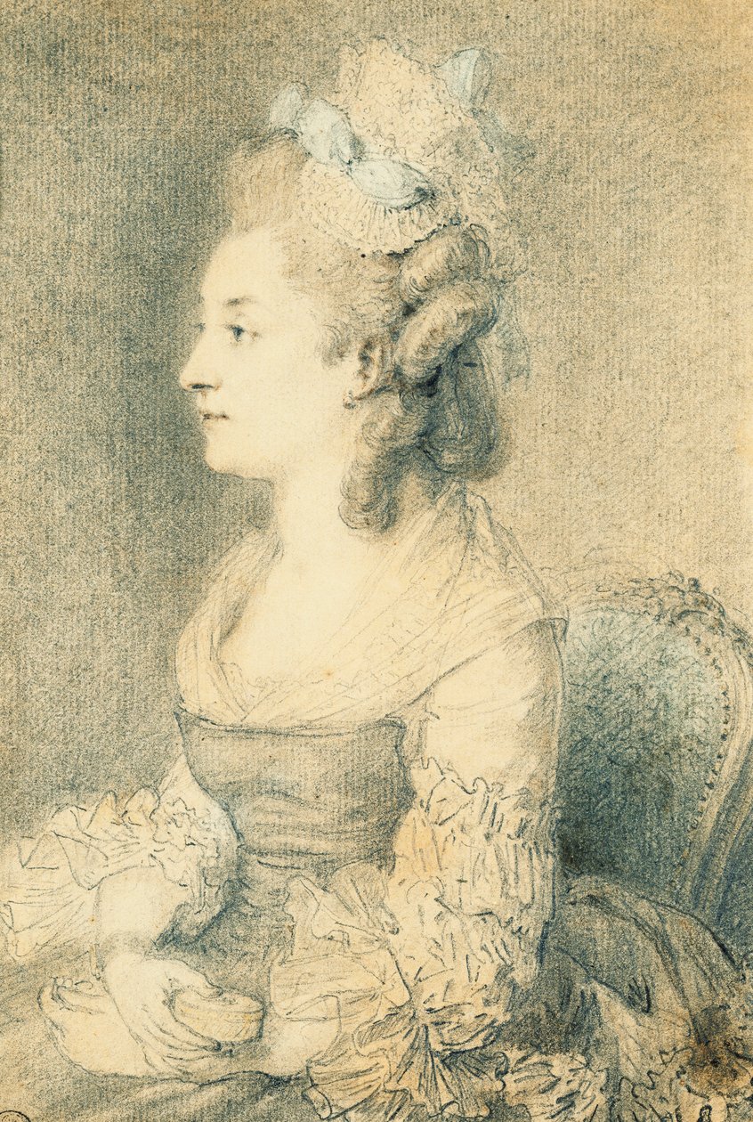 Portret van de Vrouw van de Kunstenaar door Augustin de Saint Aubin
